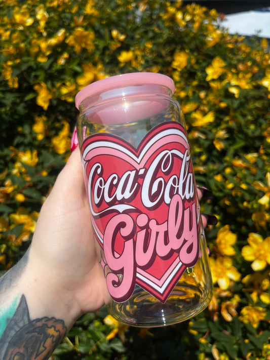 Coca Cola Girly Libbey Glass Cup With Straw