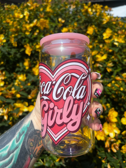 Coca Cola Girly Libbey Glass Cup With Straw