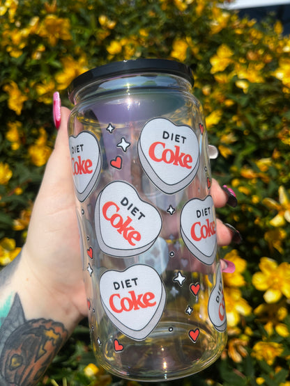 Diet Coke Libbey Glass Cup With Straw