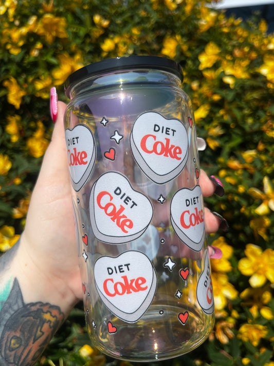 Diet Coke Libbey Glass Cup With Straw
