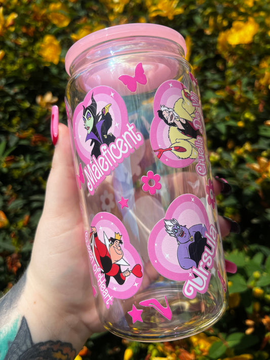 Villains Libbey Glass Cup With Straw