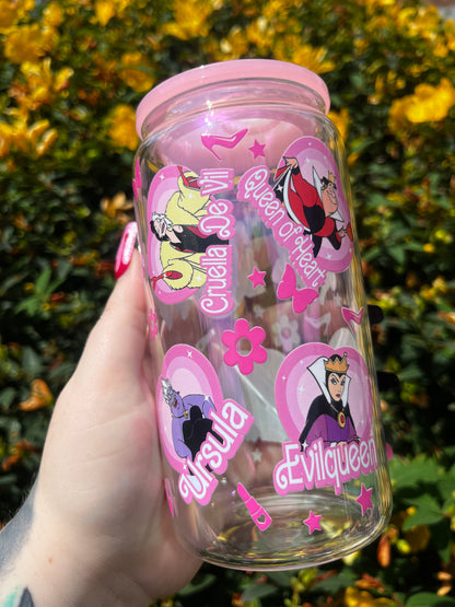 Villains Libbey Glass Cup With Straw