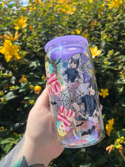 The Raven and the Wolf Glass Cup