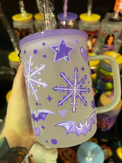 Bats & Snow Flakes Glass Mug