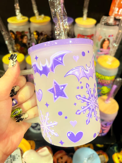 Bats & Snow Flakes Glass Mug