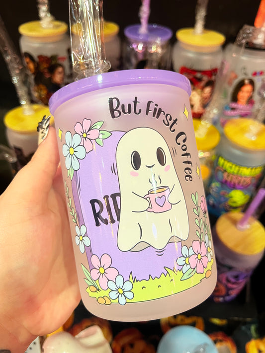 But First Coffee Ghost Glass Mug