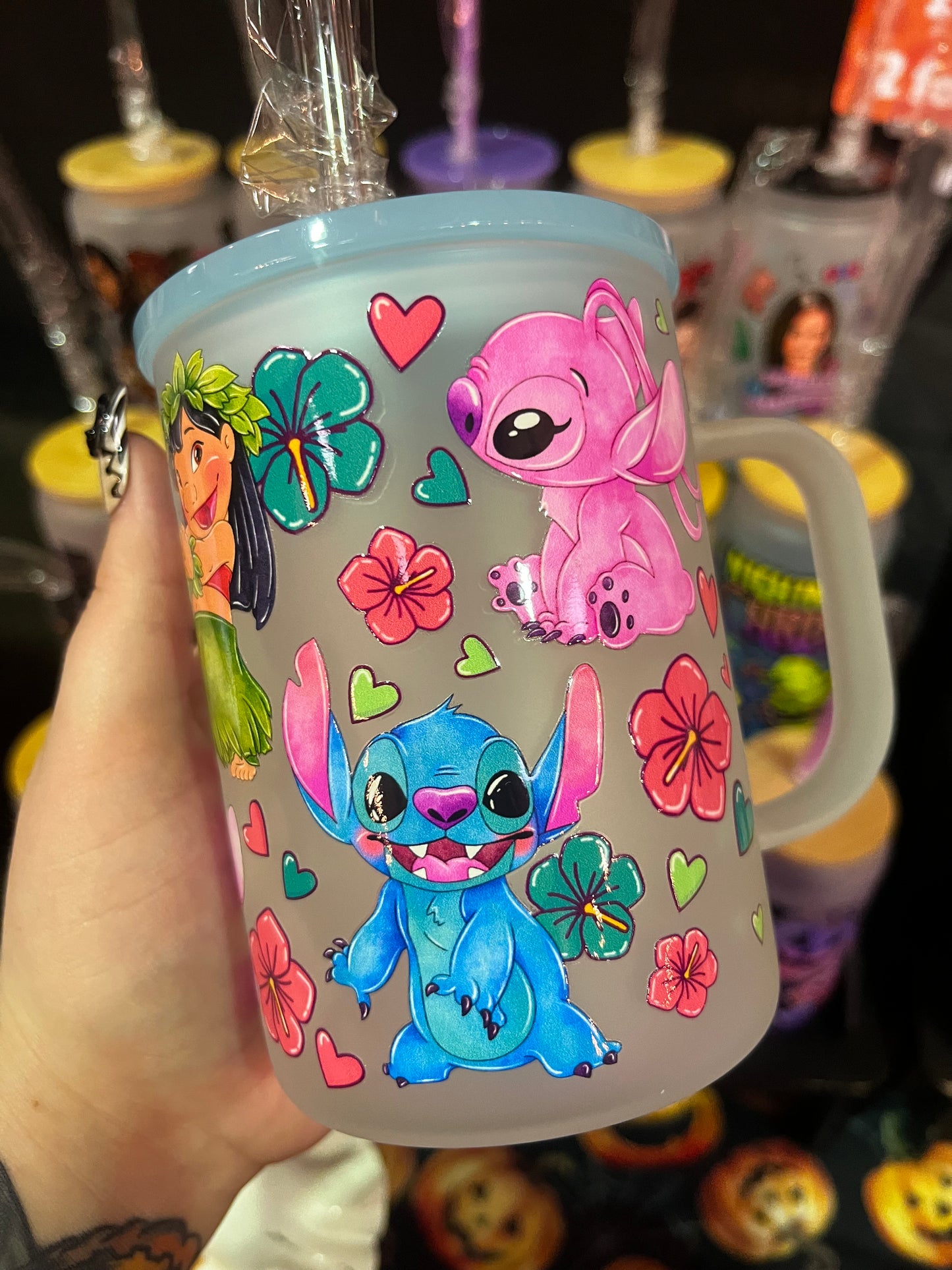 Stitch & Angel Glass Mug