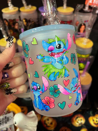 Stitch & Angel Glass Mug
