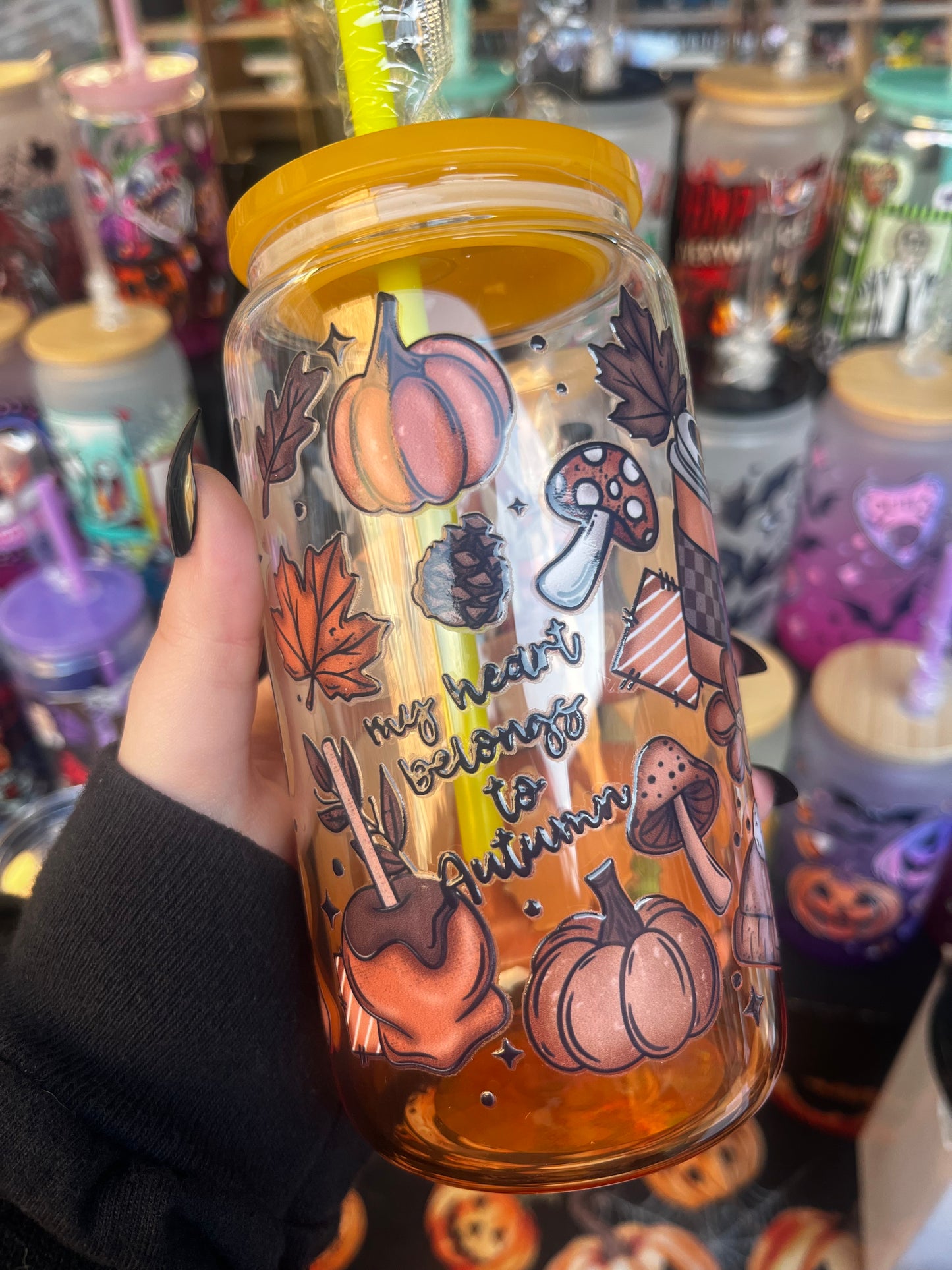 My Heart Belongs To Autumn Glass Cup
