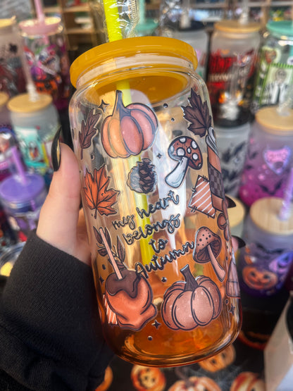 My Heart Belongs To Autumn Glass Cup