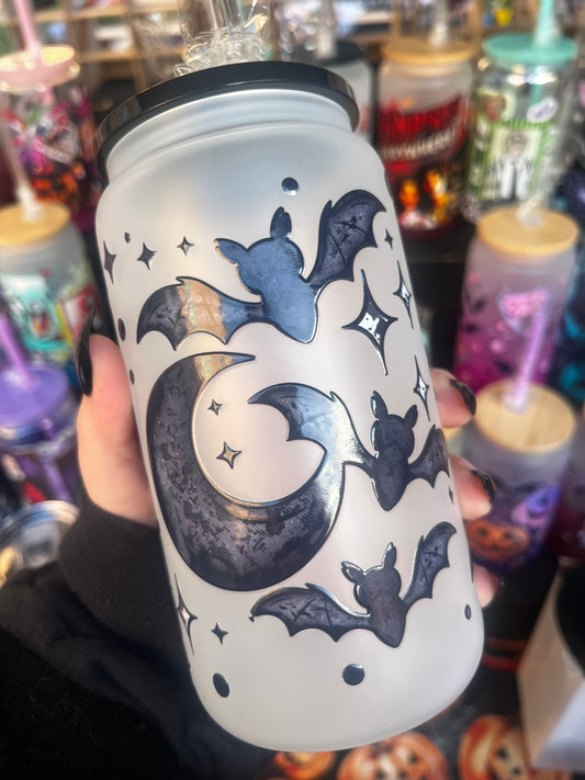 Bats & Moons Glass Cup
