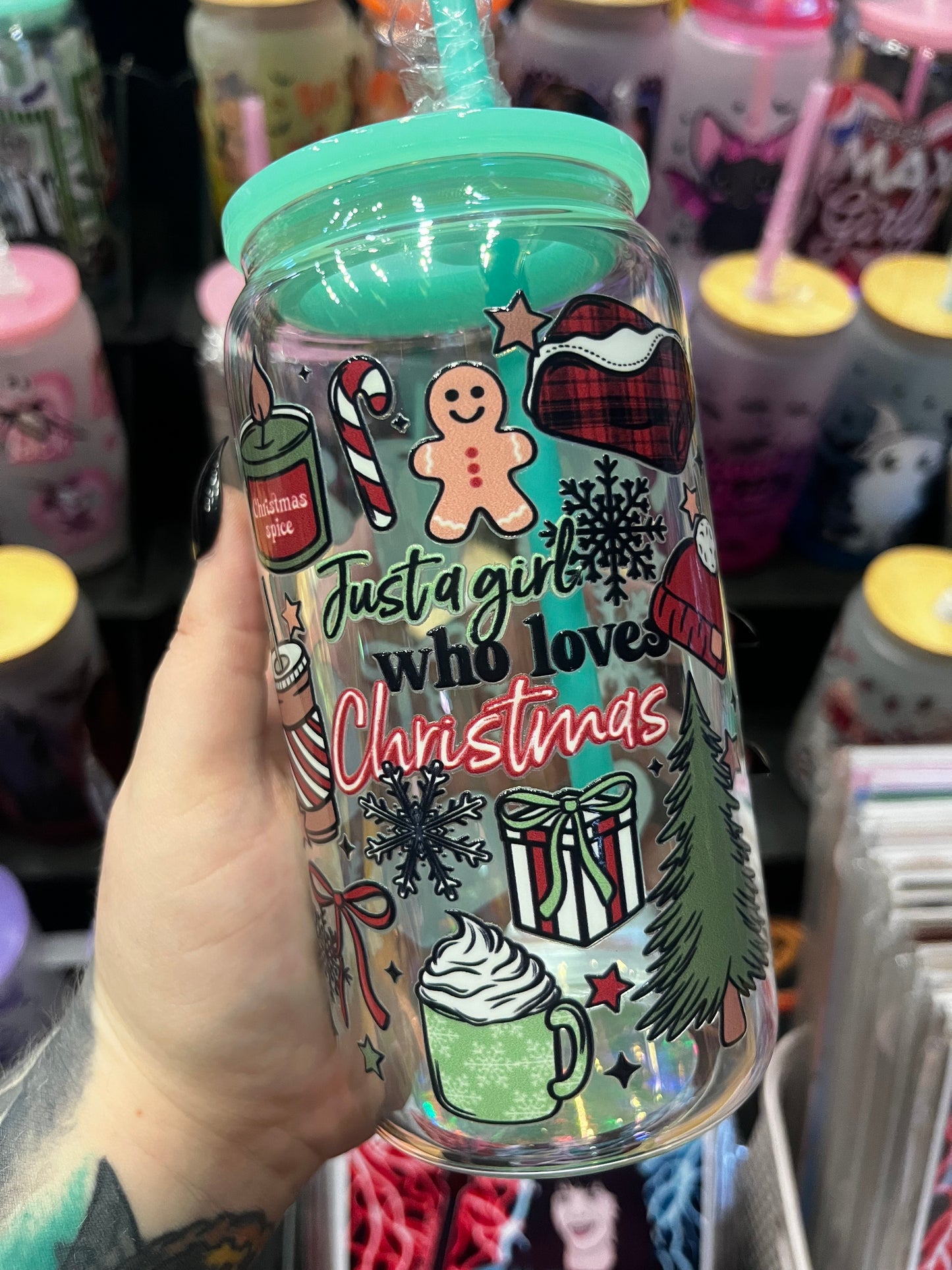 Just A Girl Who Loves Christmas Glass Cup