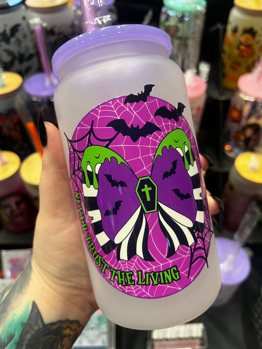 Never Trust The Living Purple Glass Cup