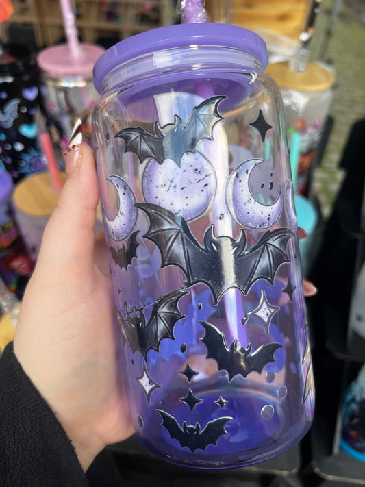 Spooky Bats Glass Cup