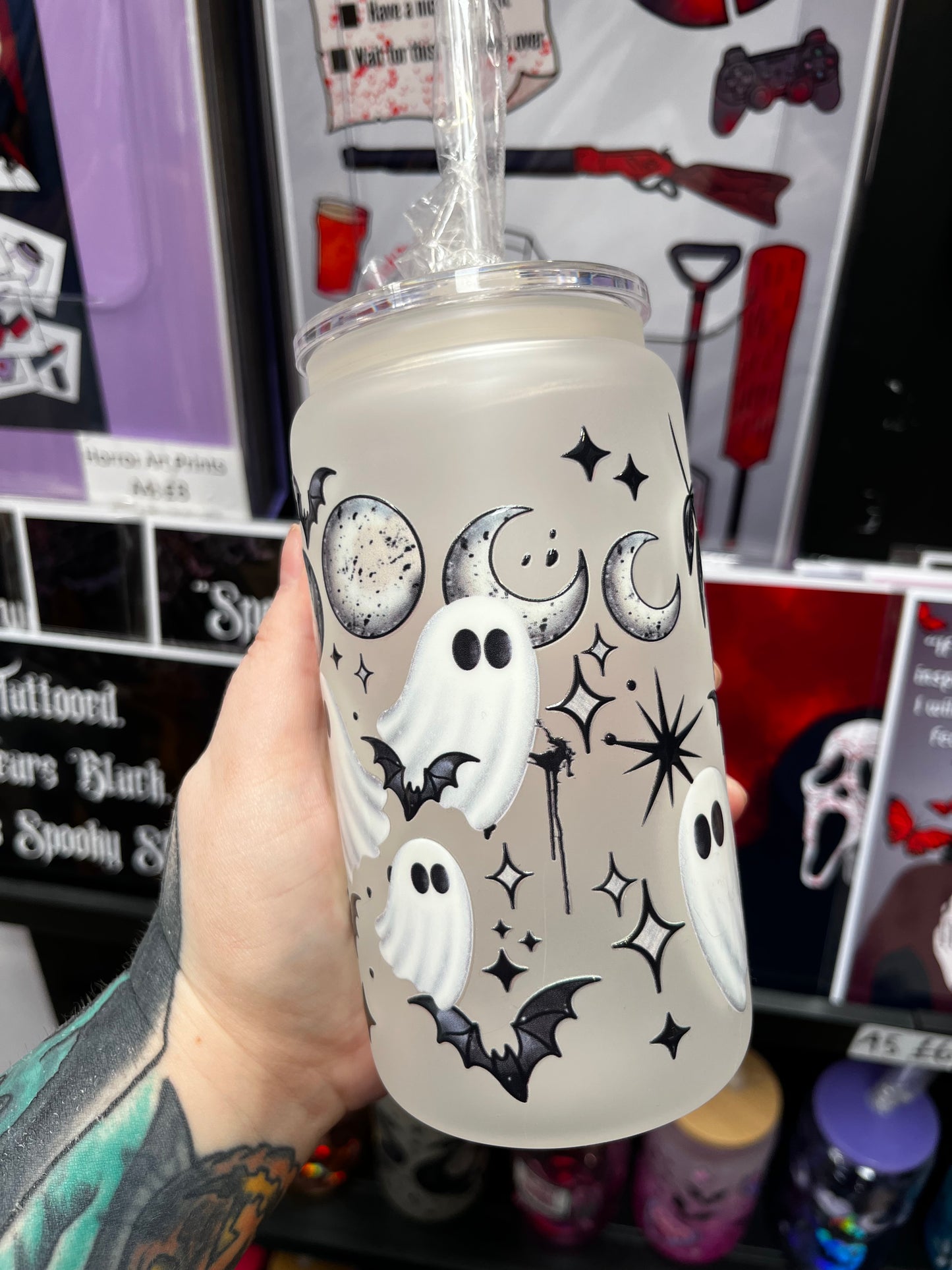 Ghosts & Moons Glass Cup