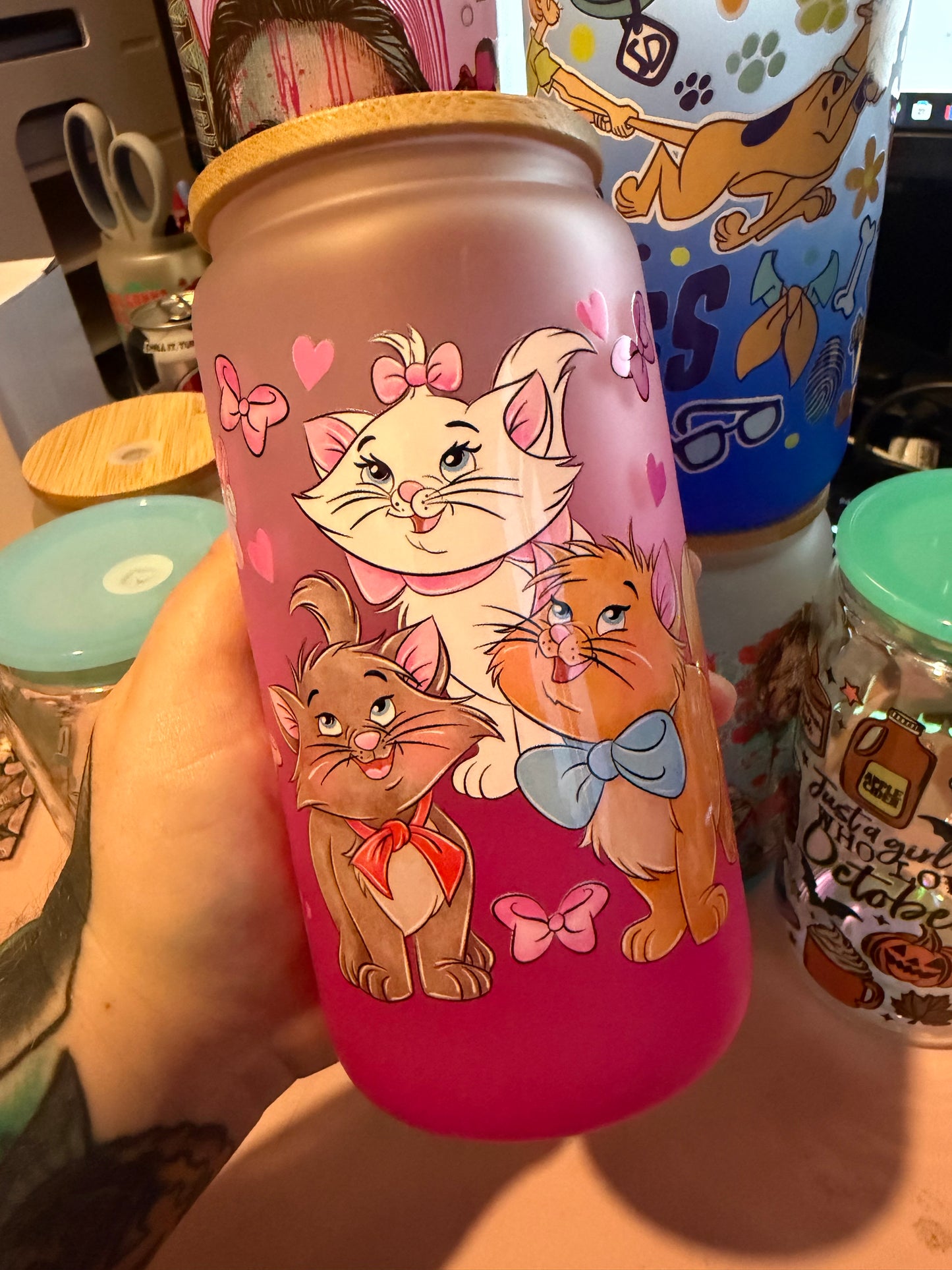 Aristocats Pink Glass Cup