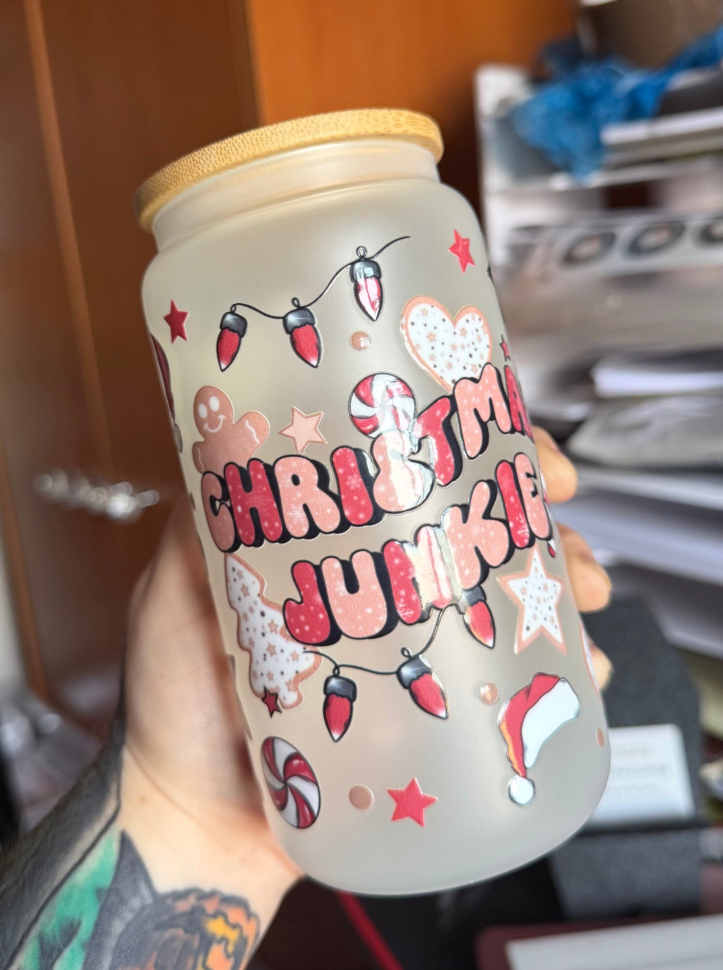 Christmas Junkie Glass Cup