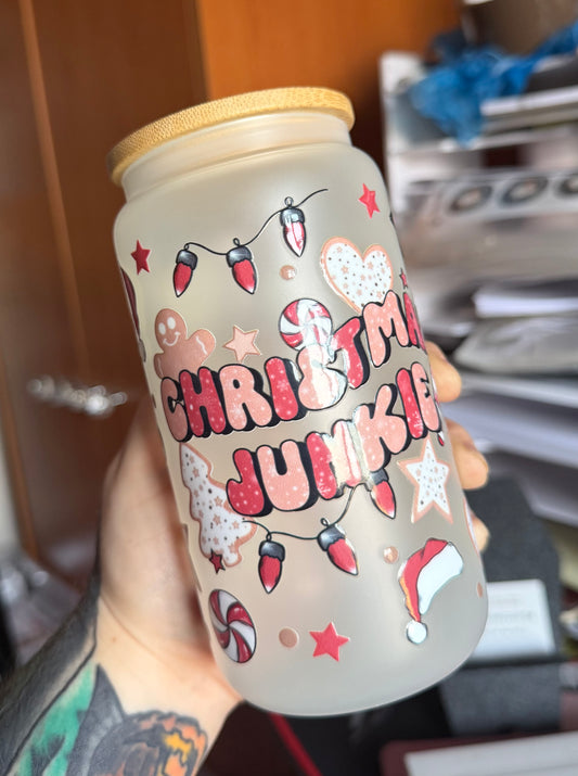 Christmas Junkie Glass Cup