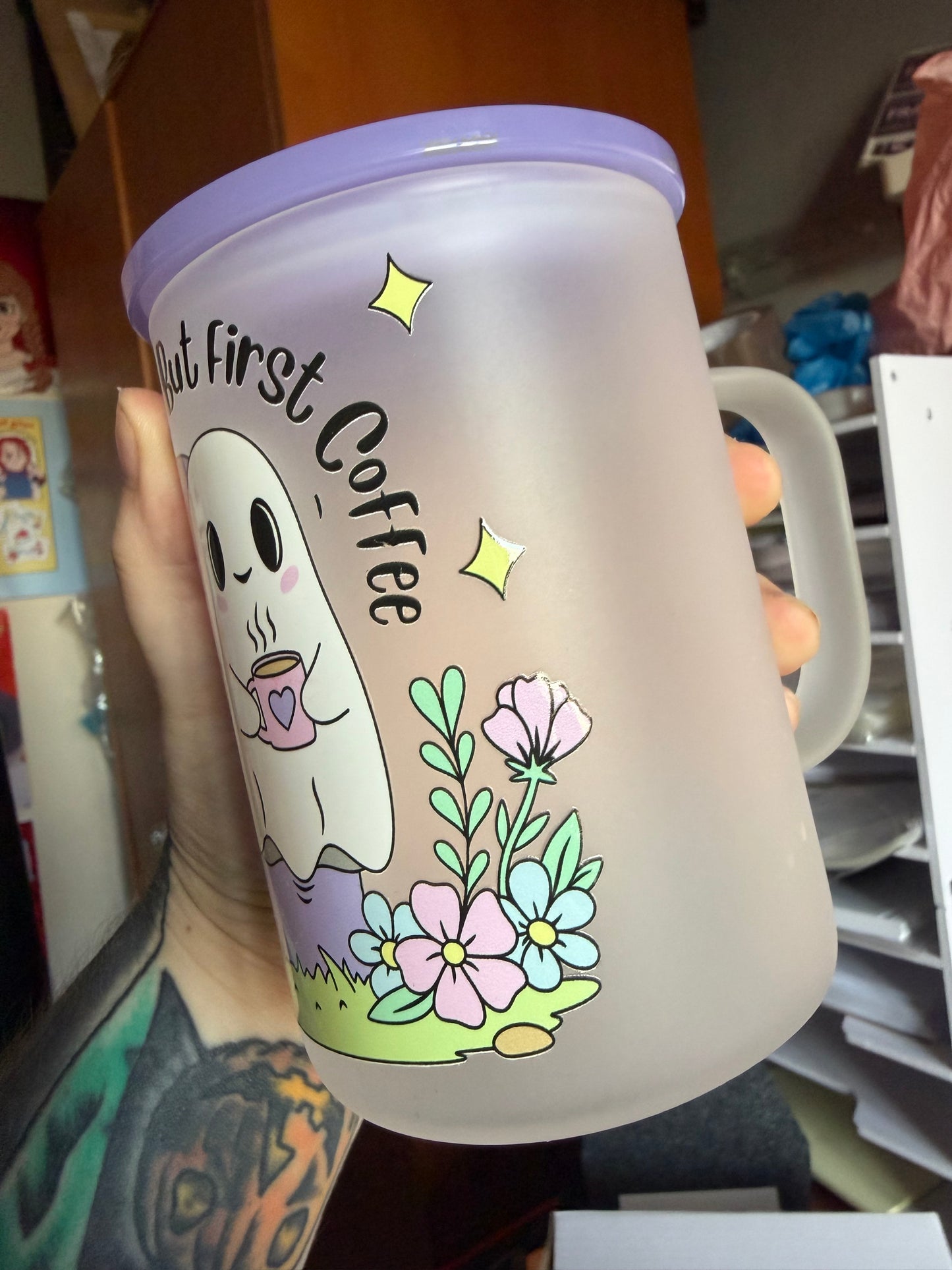 But First Coffee Ghost Glass Mug