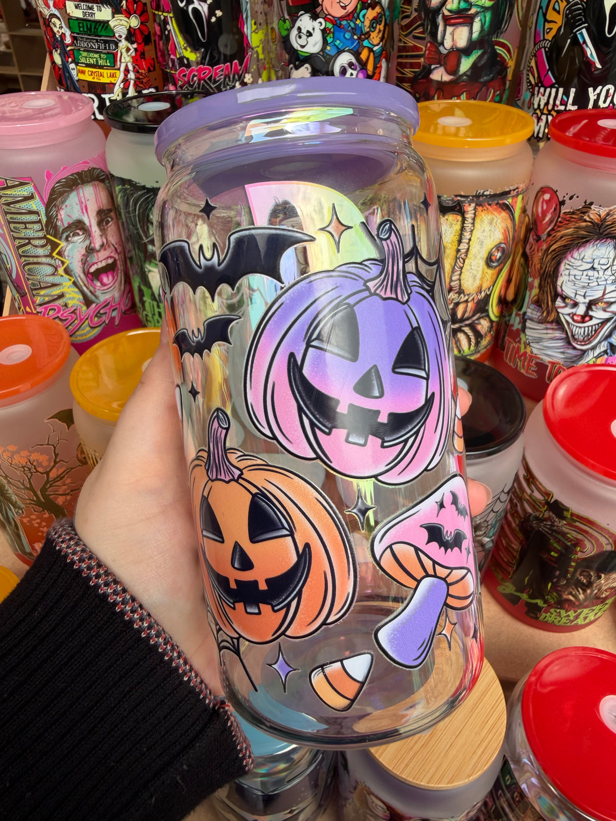Spooky Pumpkins Glass Cup