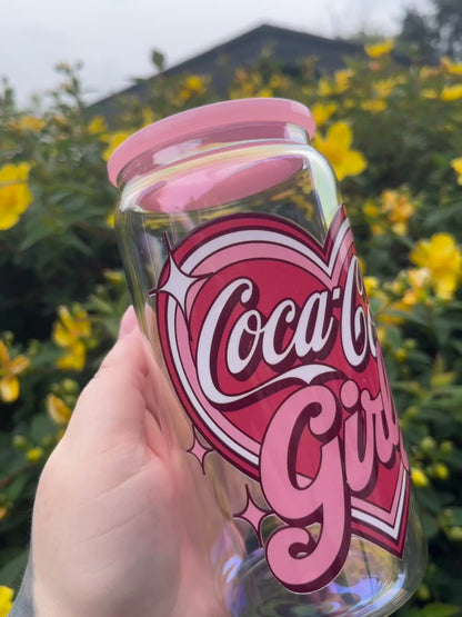 Coca Cola Girly Libbey Glass Cup With Straw